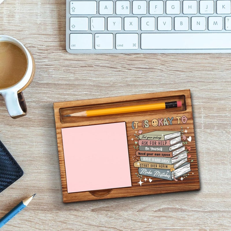 akeke It's Okay to Sticky Notes Holder, Mental Health Matter, Positive, Motivational, Mental Health Awareness Gifts for Coworkers, Women, Colleagues, Boss, Self-Stick Note Pad Holders GAA65 - Image 3